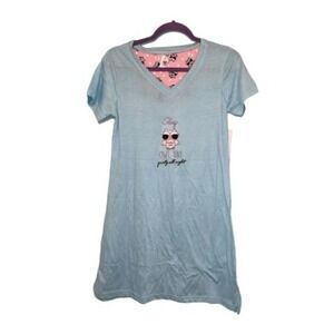 Sleep & Co Sleep Shirt Nightgown Blue V-Neck Short Sleeve Pull-Over Pajamas S